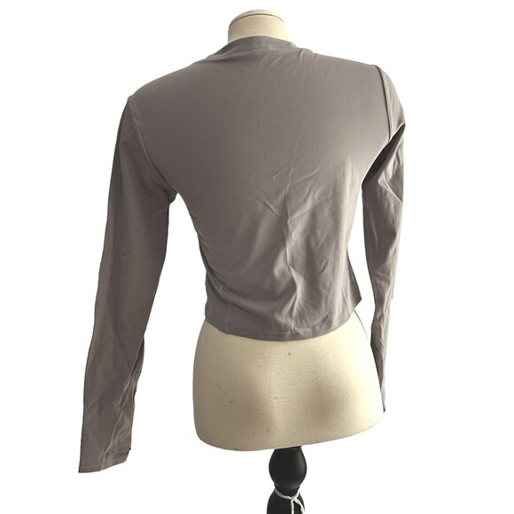 Halara Half Zip Long Sleeve Cropped Active Workout Shirt Sz Large Womens Gray - Picture 5 of 15